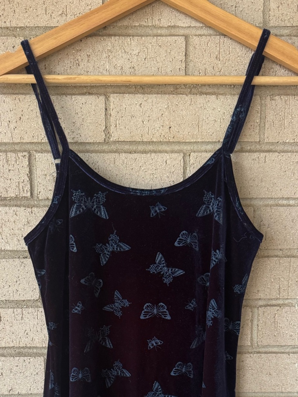 Y2K Delia’s Velvet Butterfly Slip Dress – Indie Sleaze Fairy Grunge Mini Large - Picture 2 of 5